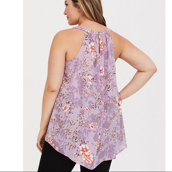torrid Tops - TORRID HIGH-LOW LAVENDER FLORAL TANK TOP SIZE 6X